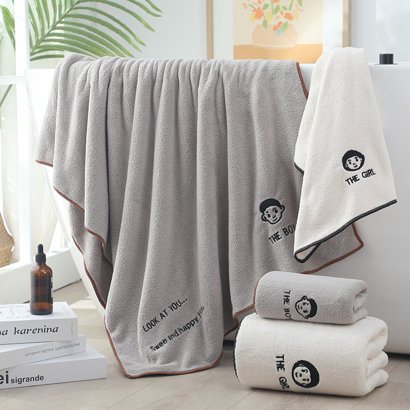 Комплект кърпи за баня за двойки – коралов флийс, 150D, плоско тъкане, 300–400 g, персонализирана обработка, за домашно ползване