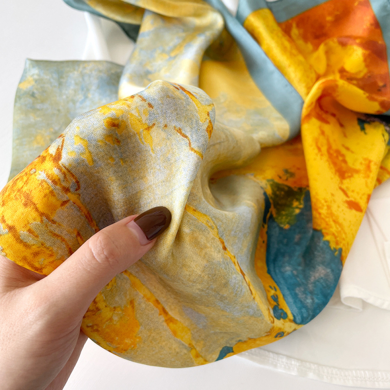 Šal Suzhi Silk od satensko-šifona — kvadratni, lagani luksuz, otisak, ljetna kolekcija