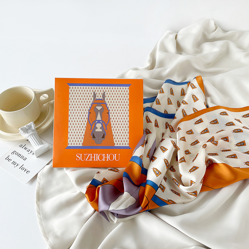 Šal Suzhi Silk od satensko-šifona — kvadratni, lagani luksuz, otisak, ljetna kolekcija