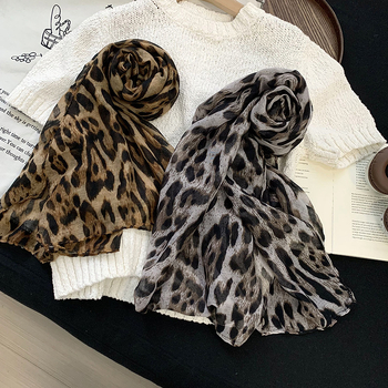 Šal od poliester čifona s leopard uzorkom, jednostavno tkanje, ljetni dodatak, otisnuti dizajn
