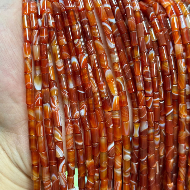 Prirodne agata chalcedon crno-bijele cilindrične tubičaste perle, barrel perle za DIY narukvice i ogrlice, dodaci za nakit