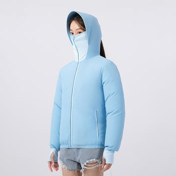 Kapučve viegla neilona jaka ar iebūvētu dzesēšanas ventilatoru, brīvā piegriezuma, UV aizsardzība 30, rāvējslēdzēja kabatas