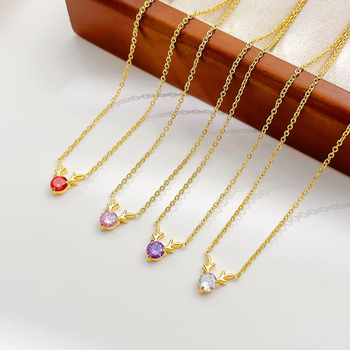 Nőknek szóló antler ékszerszett: titán-acél, cirkón inlay, keresztláncos nyaklánc, fülbevalók és karkötő, állatmotívumok