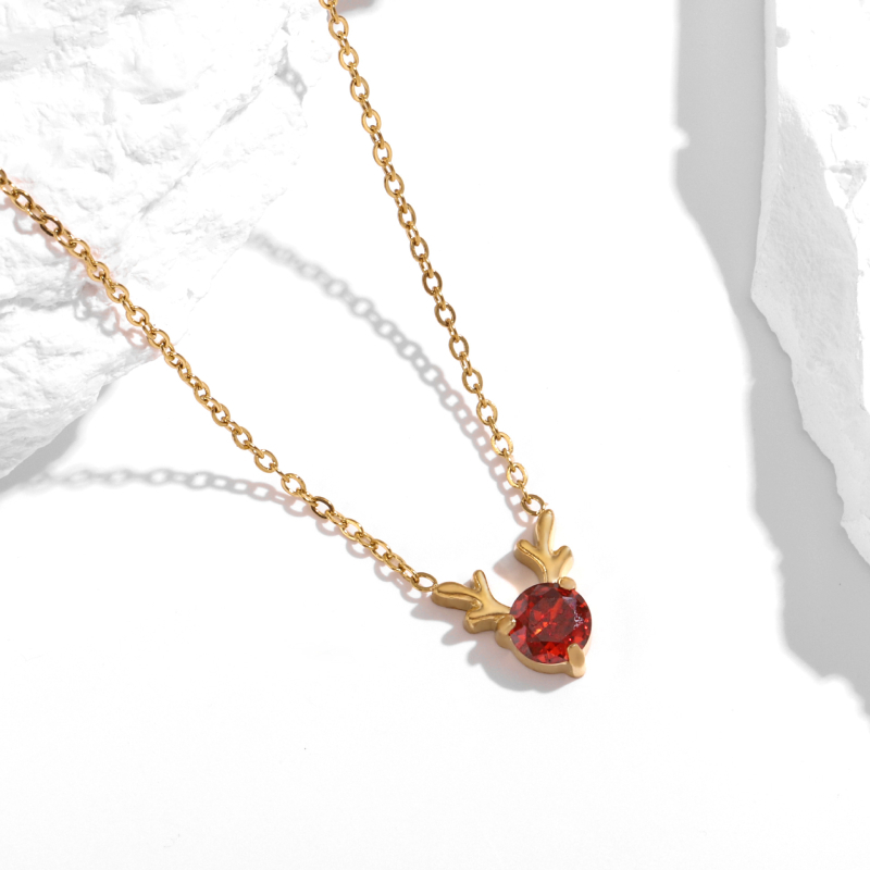 Nőknek szóló antler ékszerszett: titán-acél, cirkón inlay, keresztláncos nyaklánc, fülbevalók és karkötő, állatmotívumok