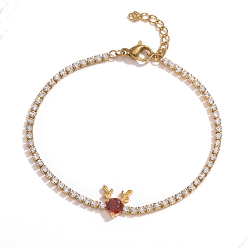 Nőknek szóló antler ékszerszett: titán-acél, cirkón inlay, keresztláncos nyaklánc, fülbevalók és karkötő, állatmotívumok