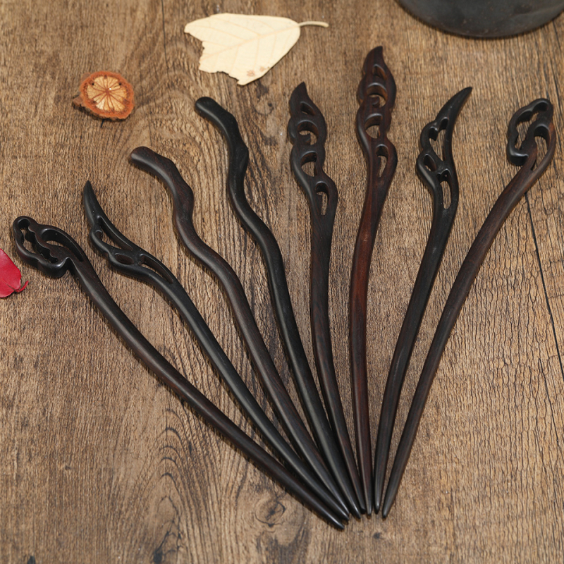 Duga drvena kopča za kosu u retro stilu, geometrijski dizajn, Hanfu dodatak, pogodan za poklone (vjenčanje, rođendan, festival)