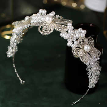 Аксесоар за глава за булки: прост стил, панделка, ръчно изработено, акрил (Материал: акрил; Стил: прост, дамски; Стайлинг: панделка; Обработка: ръчна; Персонализация: Да)