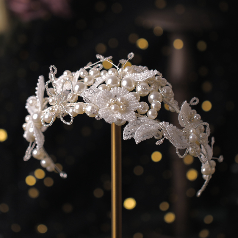 Аксесоар за глава за булки: прост стил, панделка, ръчно изработено, акрил (Материал: акрил; Стил: прост, дамски; Стайлинг: панделка; Обработка: ръчна; Персонализация: Да)