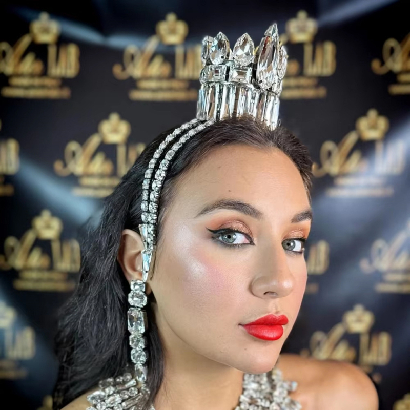 Krona za glavu s perjem i rhinestones, elektroplatiranje, ženski stil