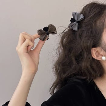 Dječja kopča za kosu s platnenom mašnicom, grip-klip za čelo i bočni pramen, japansko-korejski stil, plastika