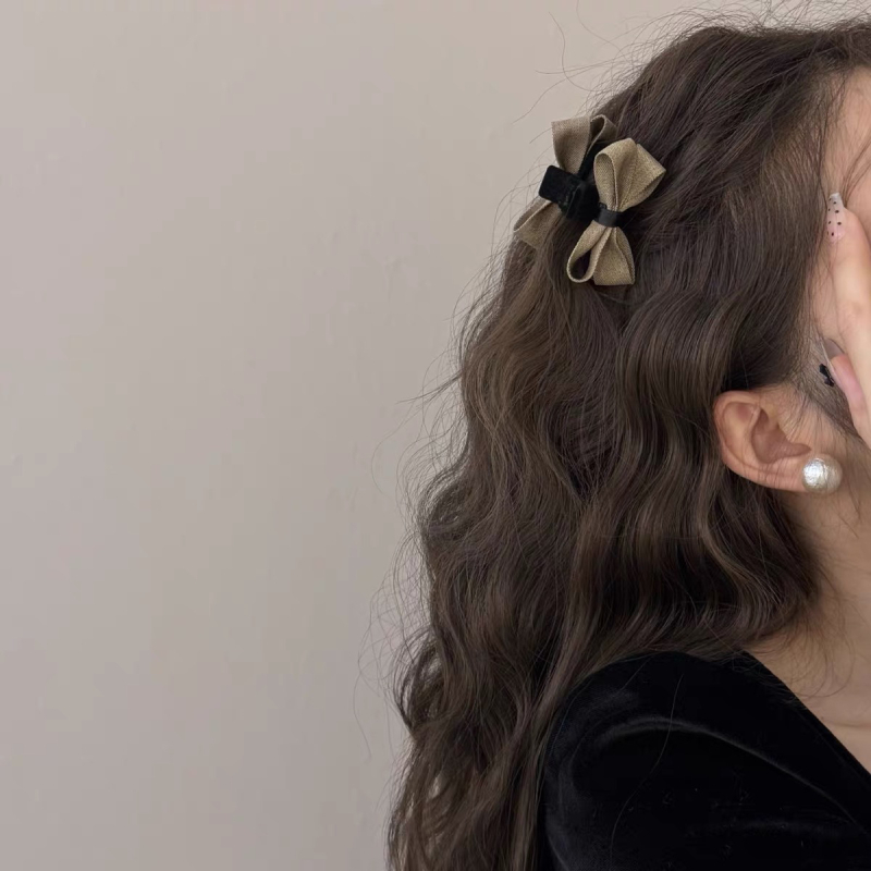 Dječja kopča za kosu s platnenom mašnicom, grip-klip za čelo i bočni pramen, japansko-korejski stil, plastika