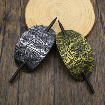 Ukosnica za kosu od umjetne kože – antički stil, ovalni geometrijski oblik, dodatak za kosu