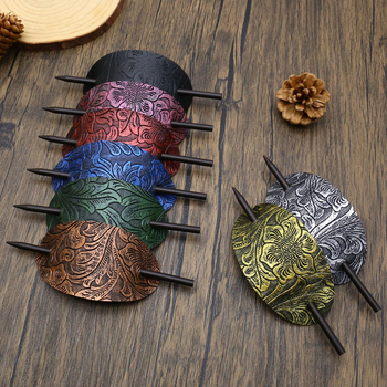 Ukosnica za kosu od umjetne kože – antički stil, ovalni geometrijski oblik, dodatak za kosu