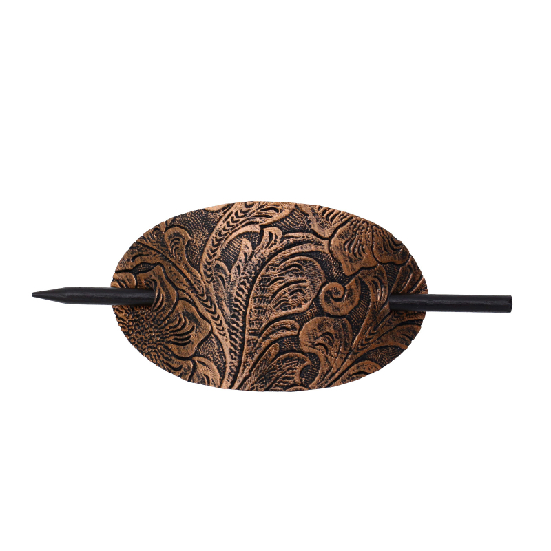 Ukosnica za kosu od umjetne kože – antički stil, ovalni geometrijski oblik, dodatak za kosu