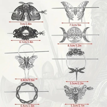 Hajska štipaljka vintage stila s motivom polumjeseca i životinjskih/zodijalnih motiva, elektroplatirani kov, Coyi