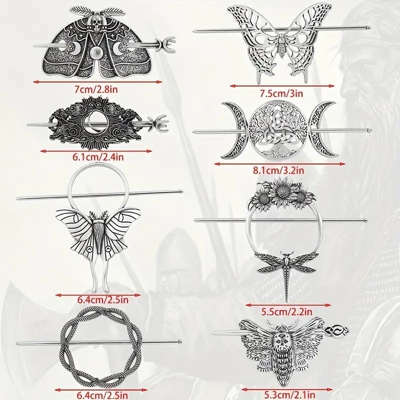 Hajska štipaljka vintage stila s motivom polumjeseca i životinjskih/zodijalnih motiva, elektroplatirani kov, Coyi