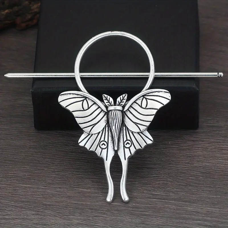 Hajska štipaljka vintage stila s motivom polumjeseca i životinjskih/zodijalnih motiva, elektroplatirani kov, Coyi