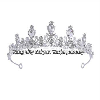 Vjenčana tiara za glavu s bijelim cirkon kristalima, osnovna legura, elektroplakirani završetak