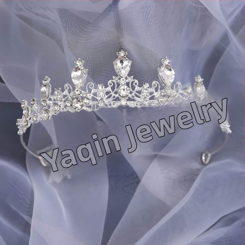 Vjenčana tiara za glavu s bijelim cirkon kristalima, osnovna legura, elektroplakirani završetak