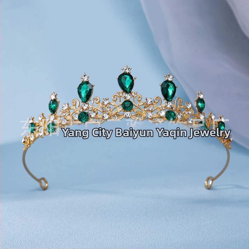 Svadobná korunka na hlavu s bielymi zirkónovými kryštálmi, zliatinová základňa, elektroplakovaný povrch