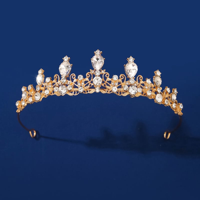 Vjenčana tiara za glavu s bijelim cirkon kristalima, osnovna legura, elektroplakirani završetak