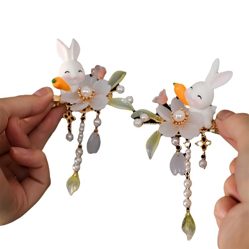 Ručni rad, spona za kosu od legure s motivom zeca, za djecu