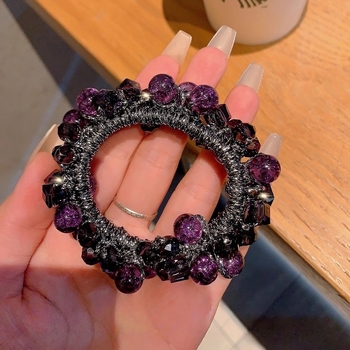 Gumica za kosu s kristalnim perlama, korejski stil, visoka elastičnost, pleteni dizajn