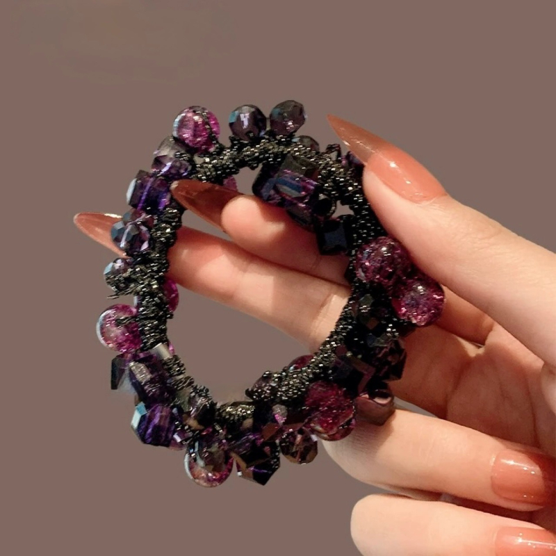 Gumica za kosu s kristalnim perlama, korejski stil, visoka elastičnost, pleteni dizajn