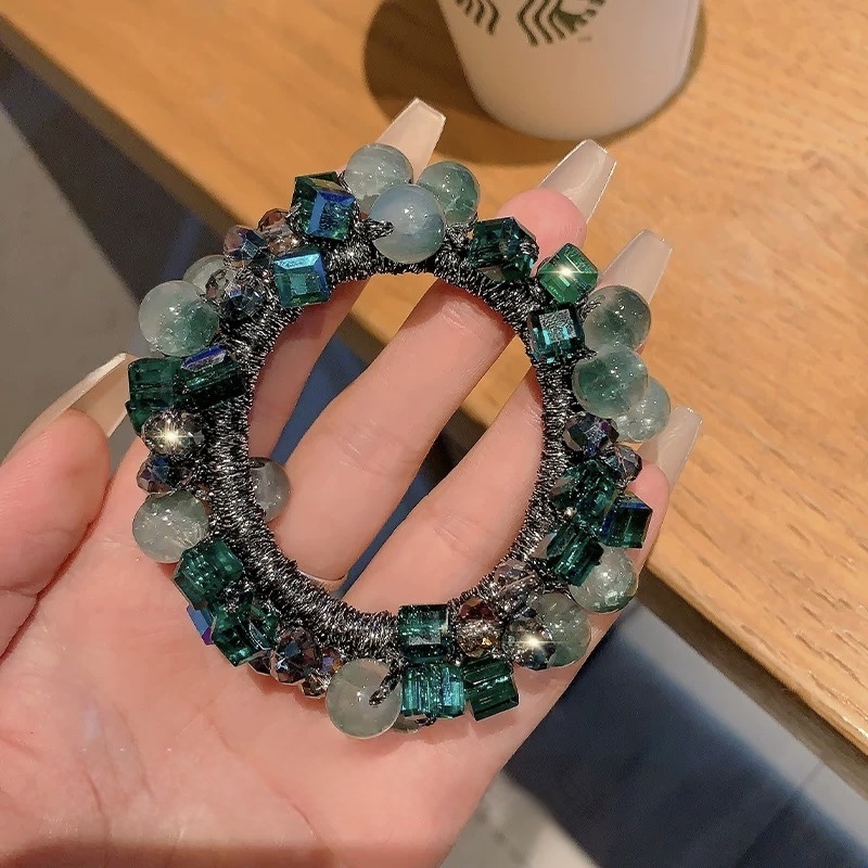 Gumica za kosu s kristalnim perlama, korejski stil, visoka elastičnost, pleteni dizajn