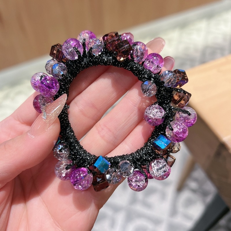 Gumica za kosu s kristalnim perlama, korejski stil, visoka elastičnost, pleteni dizajn