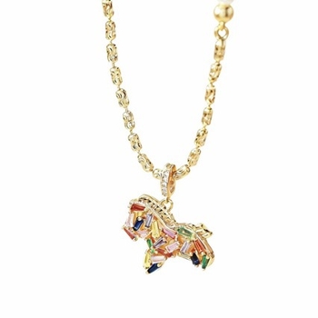Set pony privjesak i naušnice s kugličnim lancem, cirkon u bakru, motiv zodijaka
