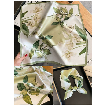 Ženski šal oko vrata, kvadratni 70x70 cm s cvjetnim uzorkom, 2025 novi stil, traka za kosu