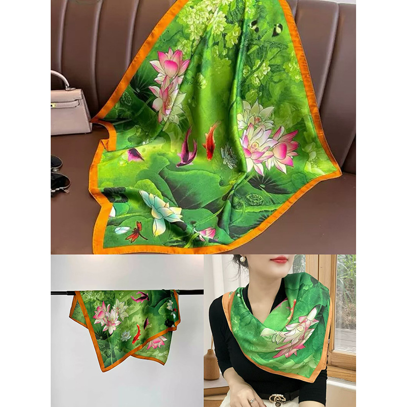 Ženski šal oko vrata, kvadratni 70x70 cm s cvjetnim uzorkom, 2025 novi stil, traka za kosu