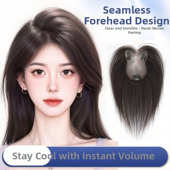 Viengabės plaukų toppers moterims viršugalvyje, apimtis, pūkuotas realistiškas vaizdas, be siūlių konstrukcija; aukštos temperatūros pluoštai; pusiau rankų darbo; kirpimas: tiesūs arba pakrypę; tinka visoms veido formoms