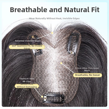 Viengabės plaukų toppers moterims viršugalvyje, apimtis, pūkuotas realistiškas vaizdas, be siūlių konstrukcija; aukštos temperatūros pluoštai; pusiau rankų darbo; kirpimas: tiesūs arba pakrypę; tinka visoms veido formoms