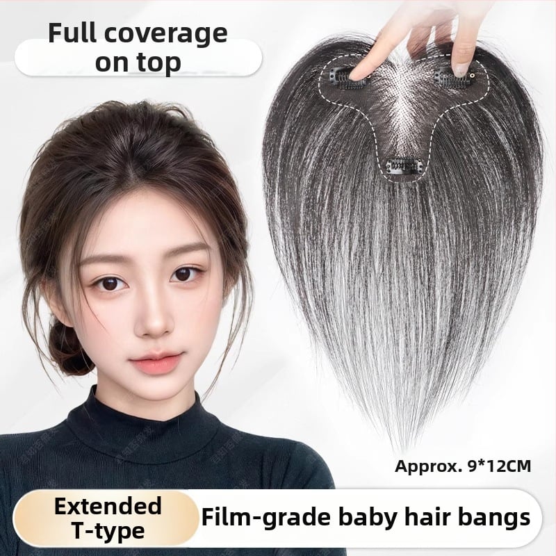 Perukės gabalas moterims, rankų austas, atsparūs karščiui pluoštai, be siūlių, tūris viršugalvyje