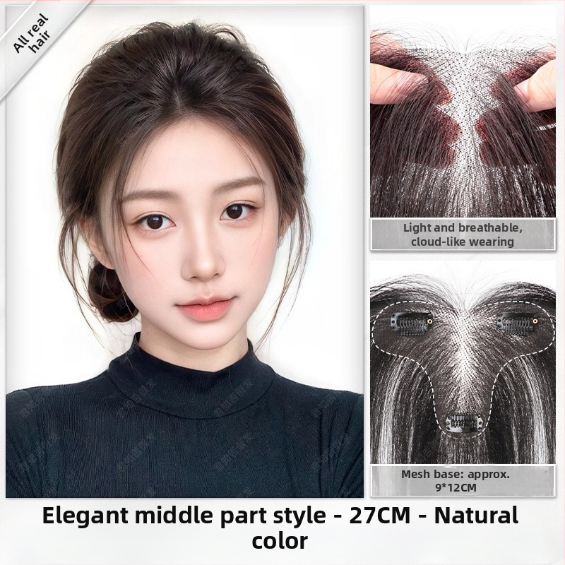 Perukės gabalas moterims, rankų austas, atsparūs karščiui pluoštai, be siūlių, tūris viršugalvyje