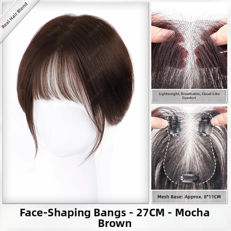 Perukės gabalas moterims, rankų austas, atsparūs karščiui pluoštai, be siūlių, tūris viršugalvyje