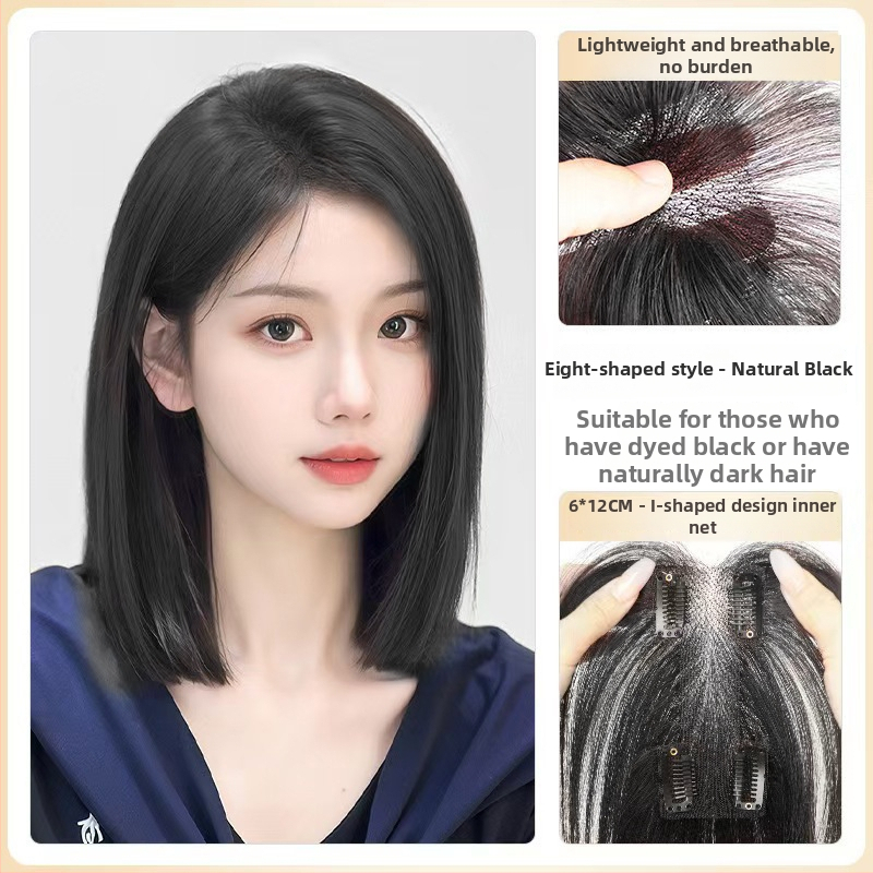 Perukas su centrinio kirpčiuko dalijimo, pūkotas natūralus vaizdas, plaukai iš aukštos temperatūros vielos, I formos tinklo kirpčiukų blokas, mechanizmas