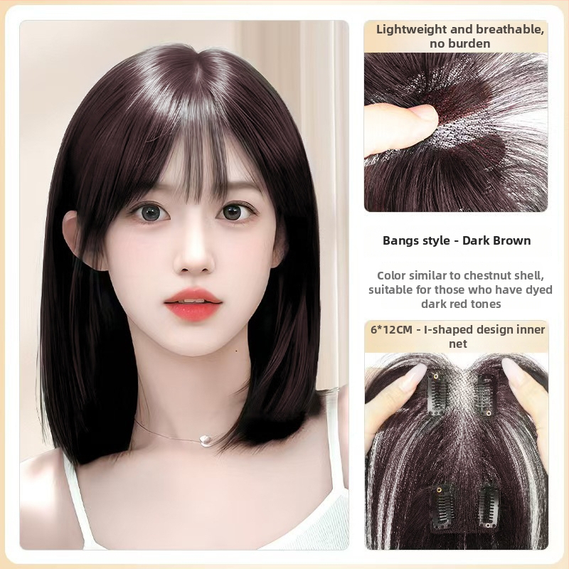 Perukas su centrinio kirpčiuko dalijimo, pūkotas natūralus vaizdas, plaukai iš aukštos temperatūros vielos, I formos tinklo kirpčiukų blokas, mechanizmas