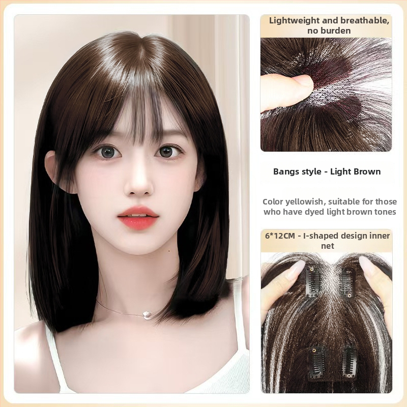 Perukas su centrinio kirpčiuko dalijimo, pūkotas natūralus vaizdas, plaukai iš aukštos temperatūros vielos, I formos tinklo kirpčiukų blokas, mechanizmas