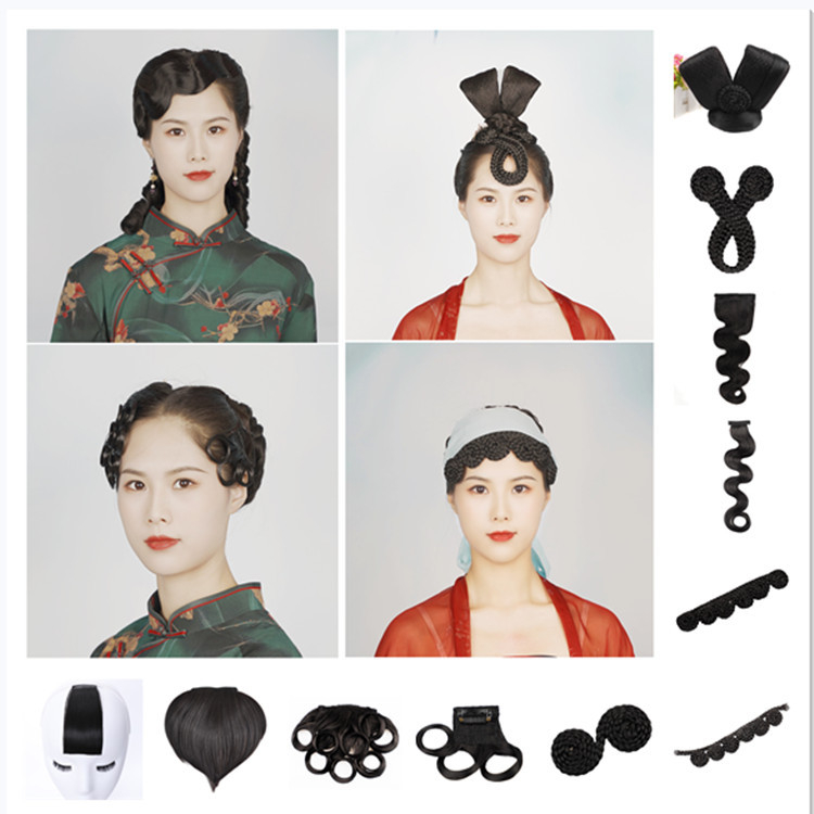 Peruka su kirpčiukais plaukais retro kostiumo stiliui; modelis GZLH, aukštos temperatūros viela, kirpčiukai gali būti tiesūs arba pakrypę, dažyti draudžiama.