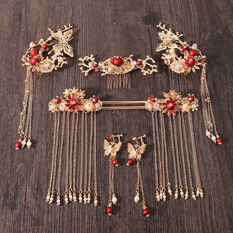 Hanfu vjenčani dodatak za kosu s resicama, od legure, retro stil, elektroplatiranje