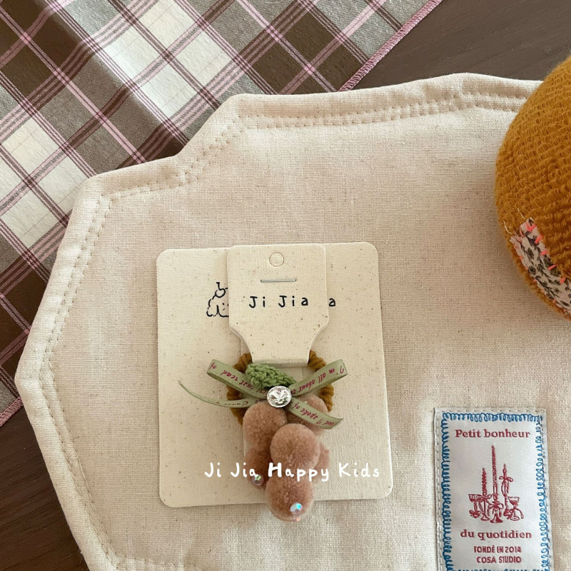 Vaikų pūkuotas plaukų segtukas, korėjietiškas stilius, rankų darbas, didelis elastingumas, gaivus ir saldus įvaizdis