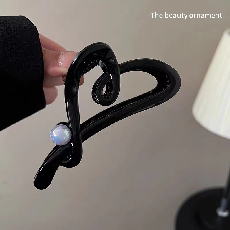 Akrilna klipsa za kosu s šupljim srcem, grip tip, završni premaz pečenim lakom