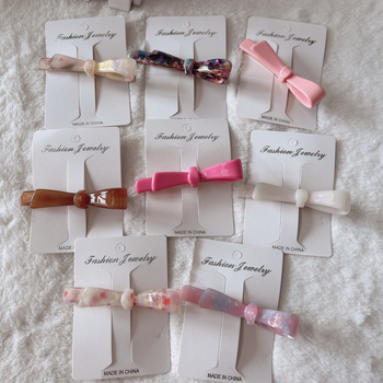 Acetatni klips za kosu s mašnicom – ručno izrađeni bočni klip, ženski modni dodatak, jednostavan stil