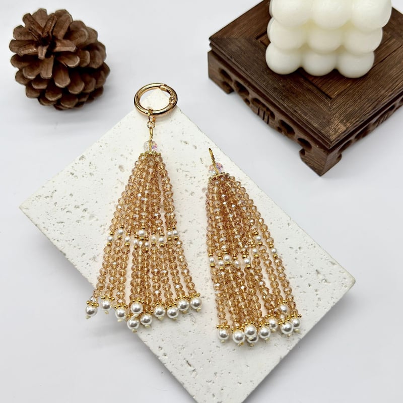 DIY ehete aksessuaarid: kristalliga tassel ripats - klaasist helmestused, elektroplaakimine