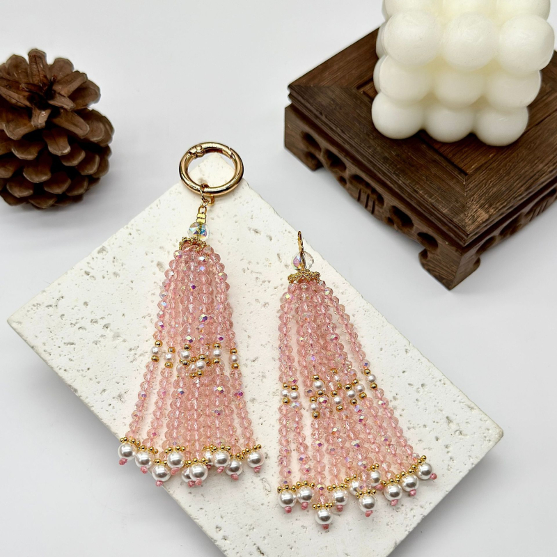 DIY ehete aksessuaarid: kristalliga tassel ripats - klaasist helmestused, elektroplaakimine