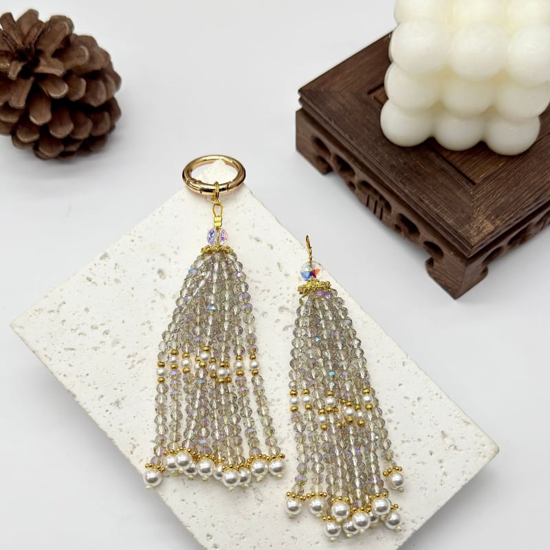 DIY ehete aksessuaarid: kristalliga tassel ripats - klaasist helmestused, elektroplaakimine