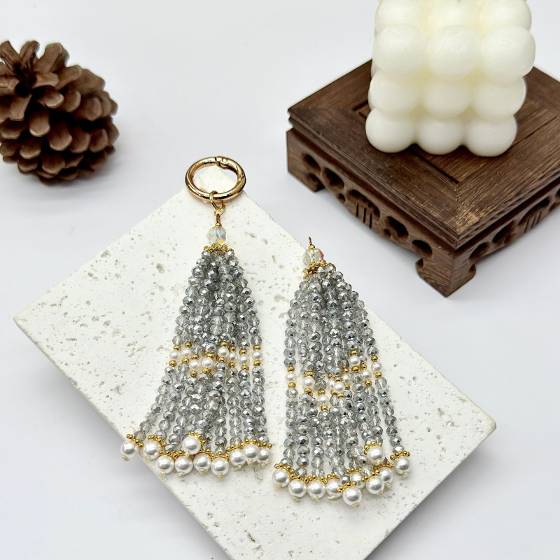 DIY ehete aksessuaarid: kristalliga tassel ripats - klaasist helmestused, elektroplaakimine